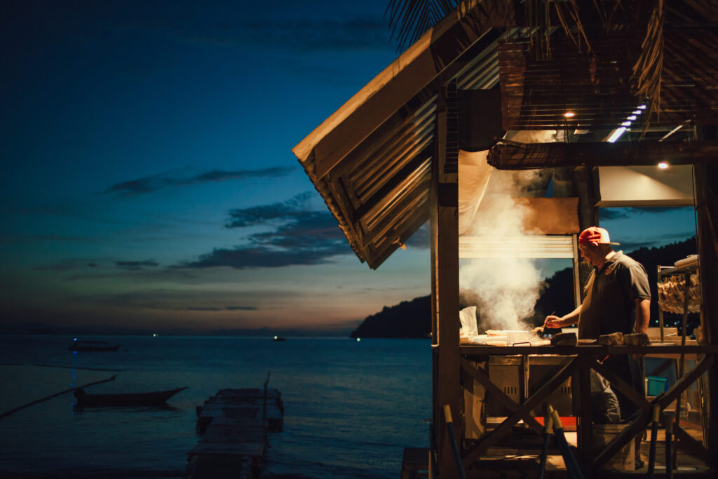 tuna cafe sunset