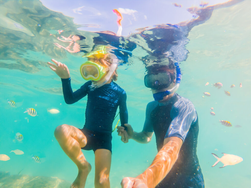 Snorkelling in Shallow Waters with kids at perhentian island